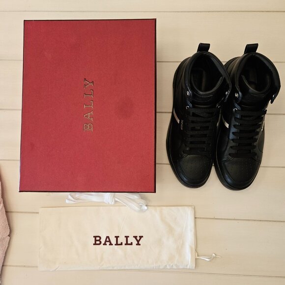 Bally Myles Black Calf Leather High Top Sneakers - Size 11 - Picture 3 of 10